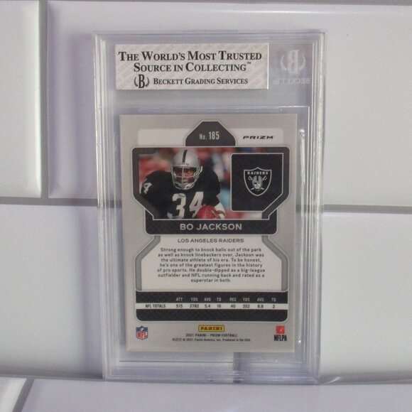 2021 PANINI PRIZM PRIZMS RED WHITE & BLUE #185 BO JACKSON EXCELLENT 5 - Picture 2 of 2